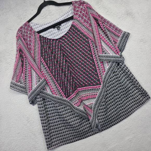 ALYX‎ Blouse Womens 2XL Chiffon Boho Festival Poncho Style Tribal Print Top - Picture 1 of 16